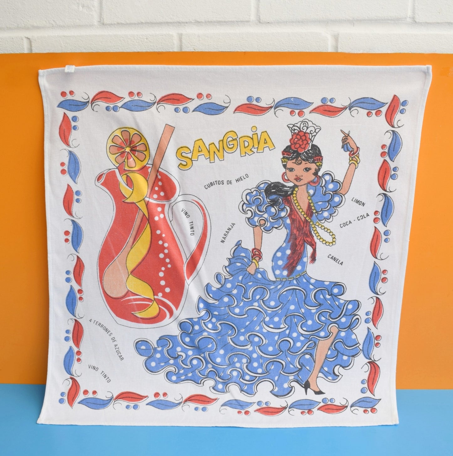 Vintage 1980s Tea Towel - Sangria by Vintage