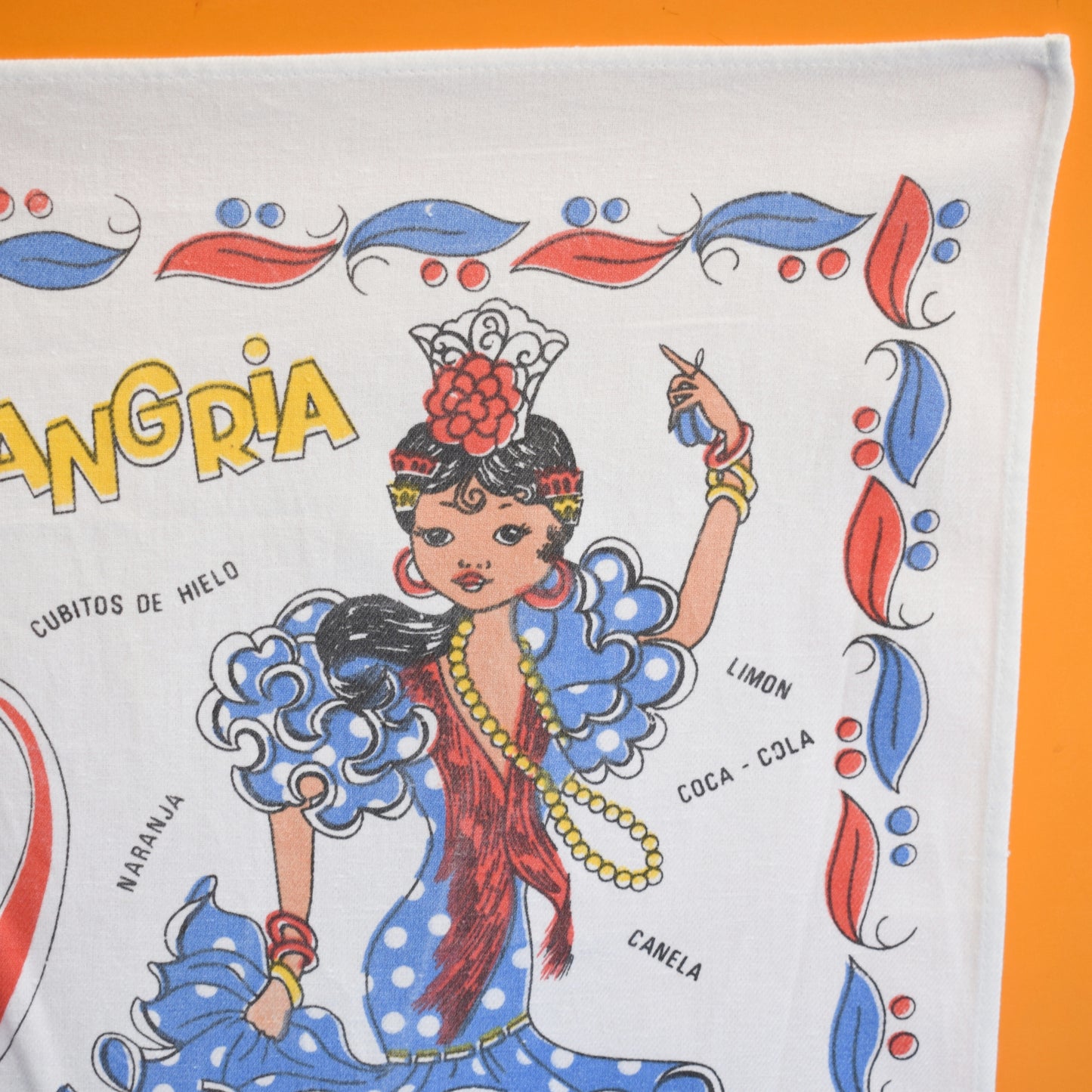 Vintage 1980s Tea Towel - Sangria by Vintage