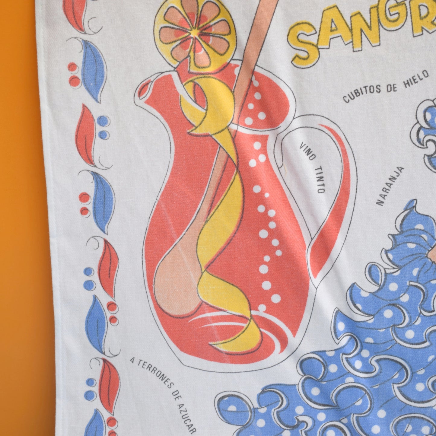 Vintage 1980s Tea Towel - Sangria by Vintage