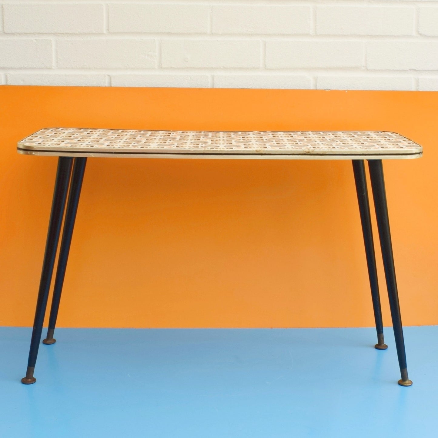 Vintage 1960s Coffee Table - Geometric Pattern - Brown