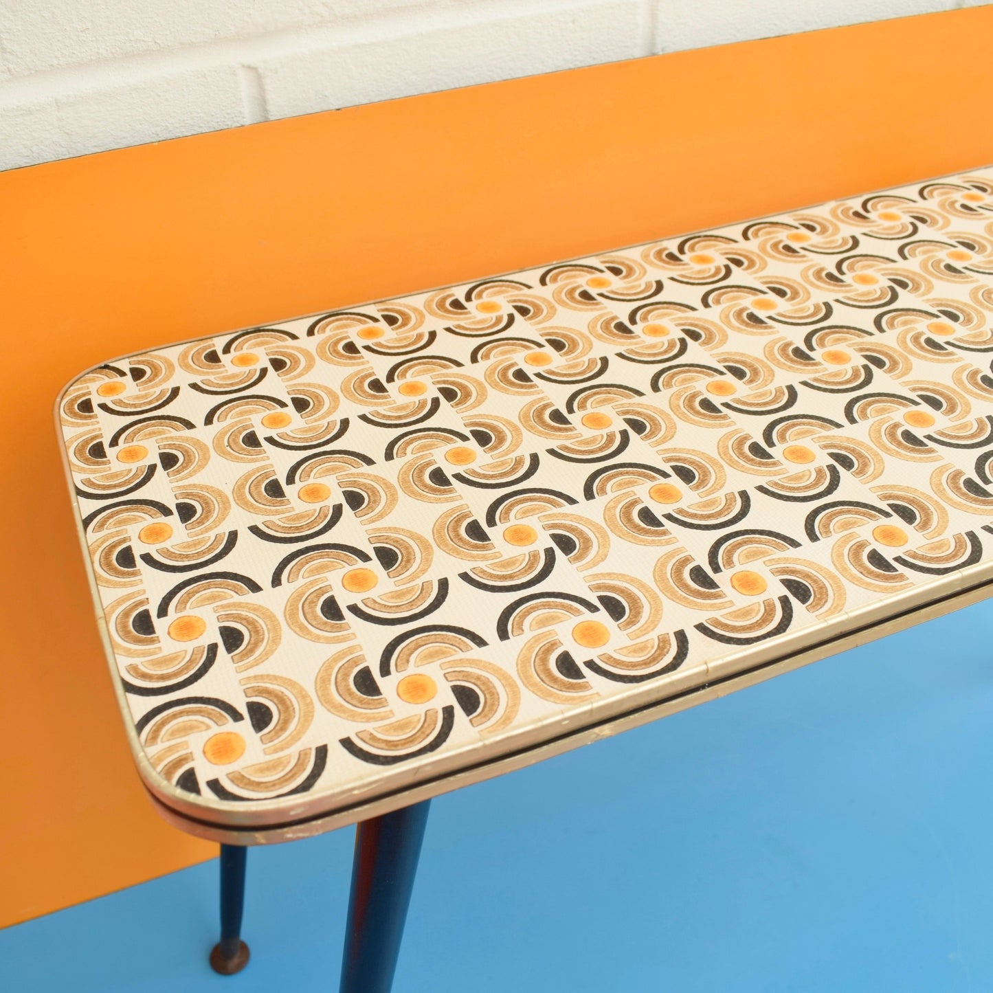 Vintage 1960s Coffee Table - Geometric Pattern - Brown