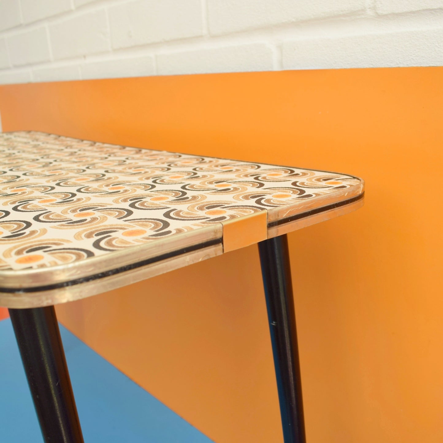 Vintage 1960s Coffee Table - Geometric Pattern - Brown