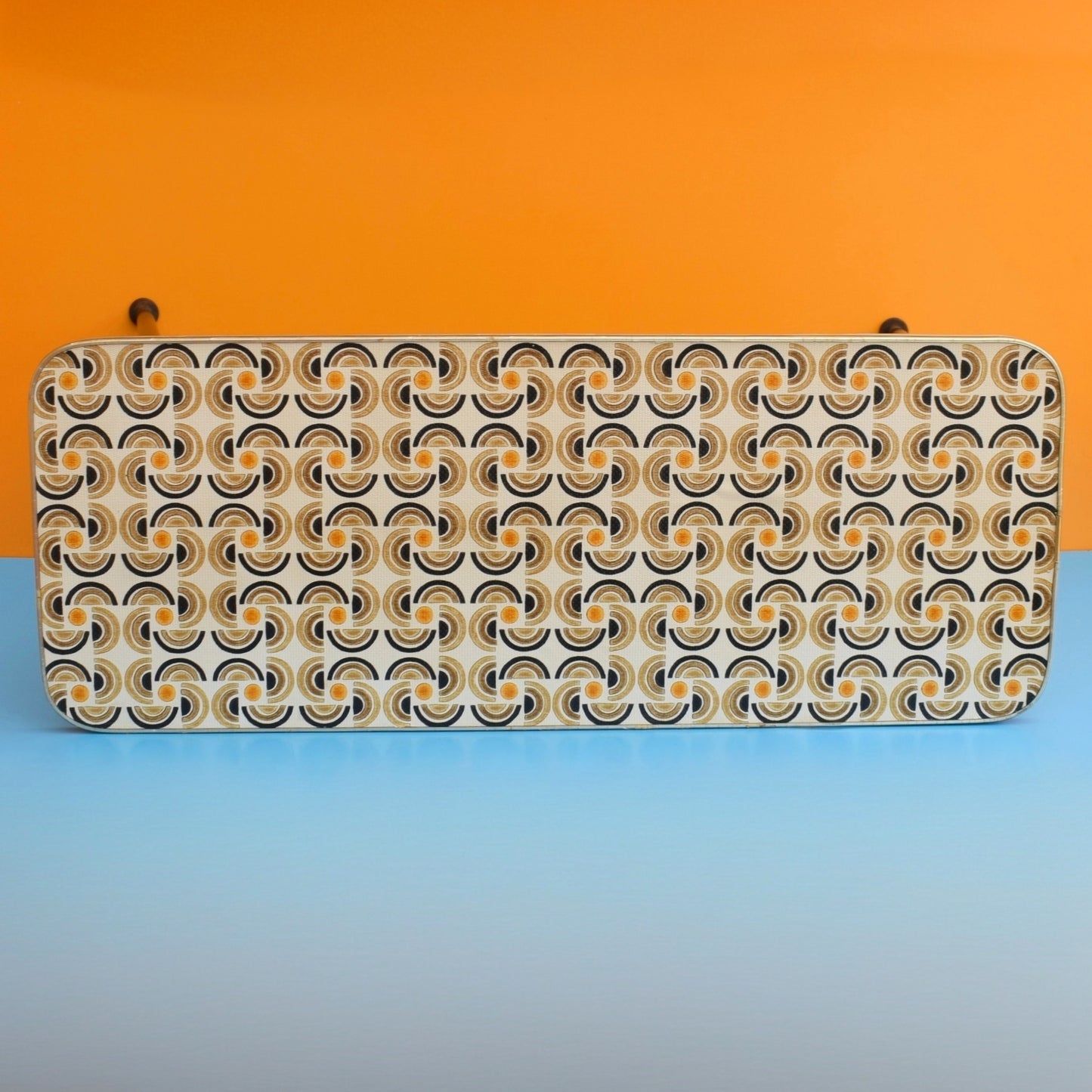 Vintage 1960s Coffee Table - Geometric Pattern - Brown