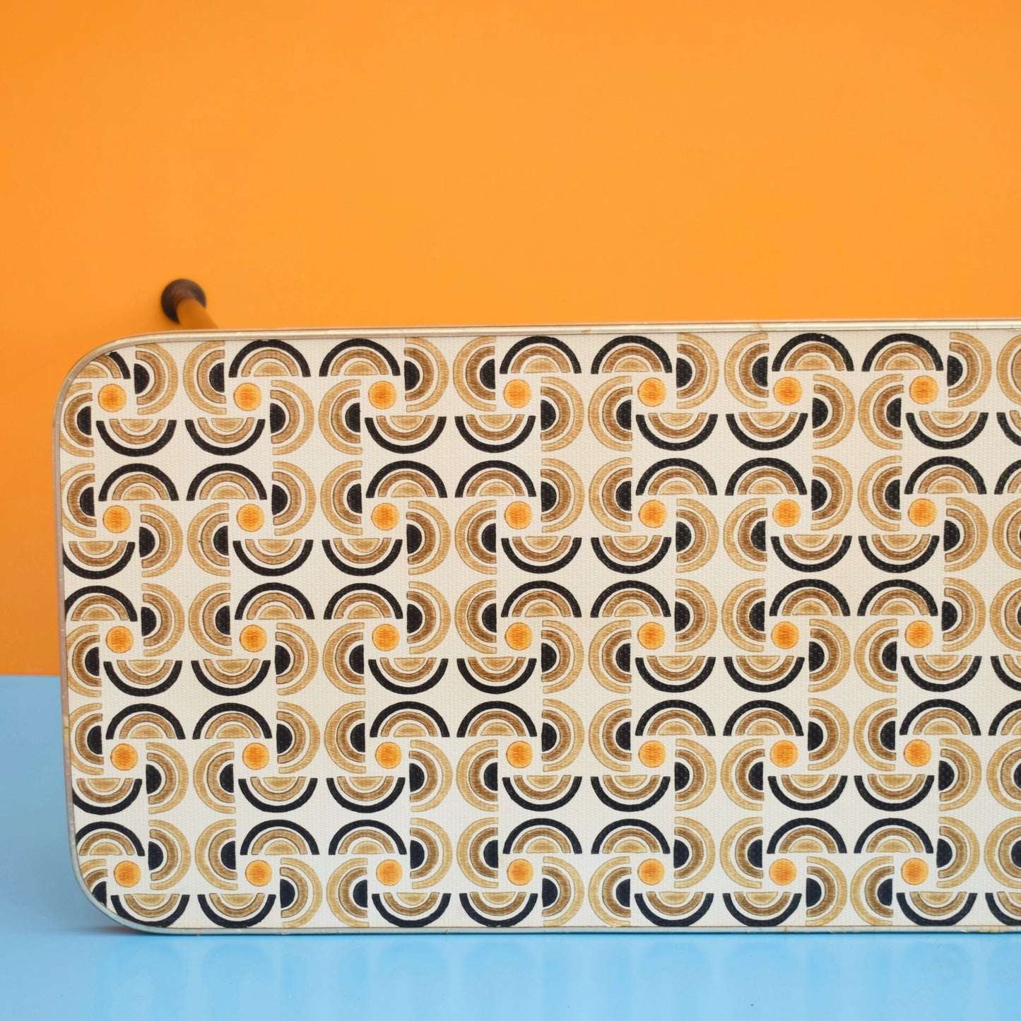 Vintage 1960s Coffee Table - Geometric Pattern - Brown