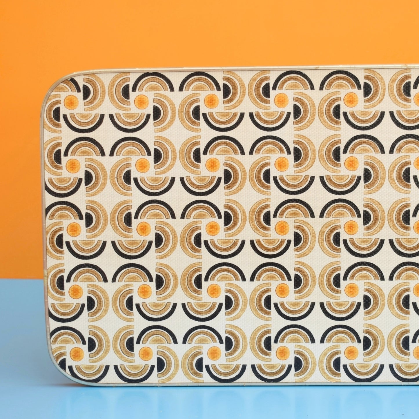 Vintage 1960s Coffee Table - Geometric Pattern - Brown