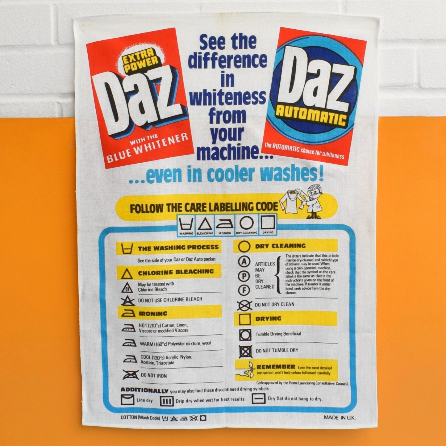 Vintage 1980s Tea Towel - Daz Washing Powder by Vintage