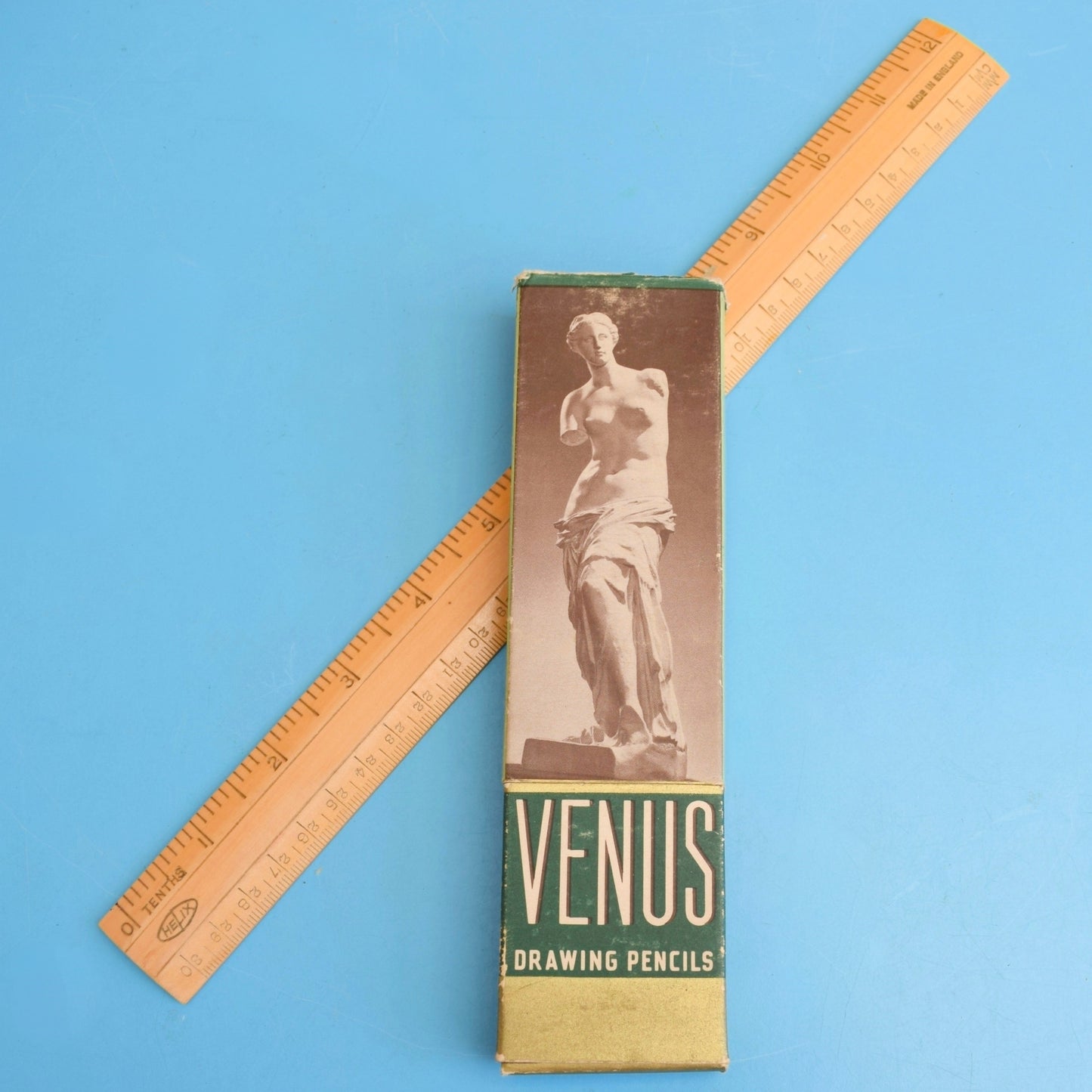 Vintage 1960s Venus Drawing Pencils / Wooden Ruler - Stationary