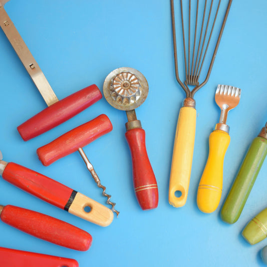 Vintage 1960s Kitchen Utensils - Mixed - Rainbow by Pineapple Retro