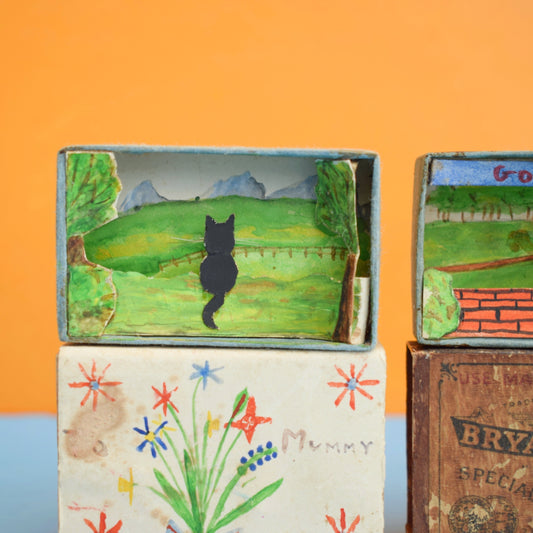 Vintage 1960s Handmade Beautiful Paper Matchbox Scenes by Pineapple Retro