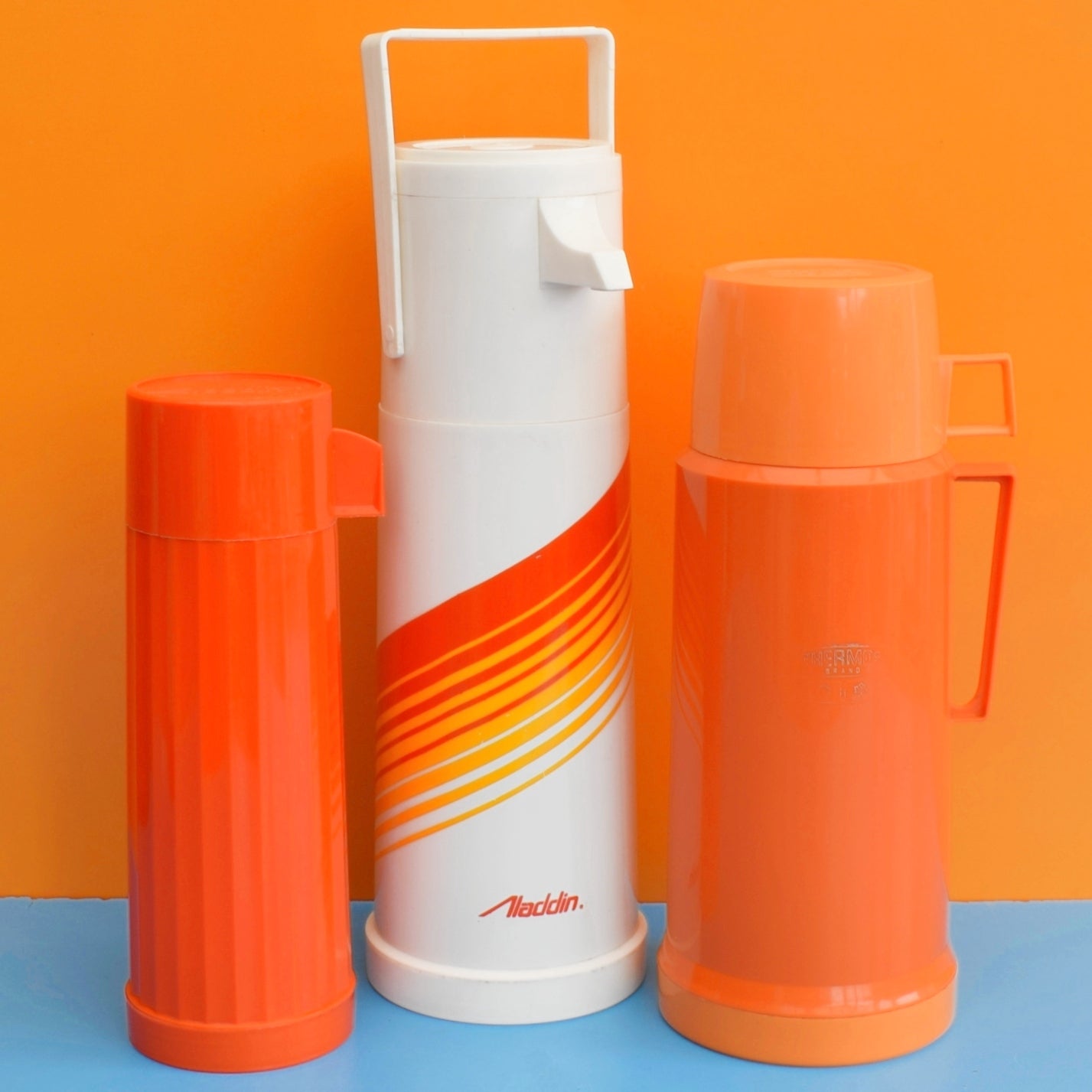Vintage 1970s Plastic Thermos Flasks - Various