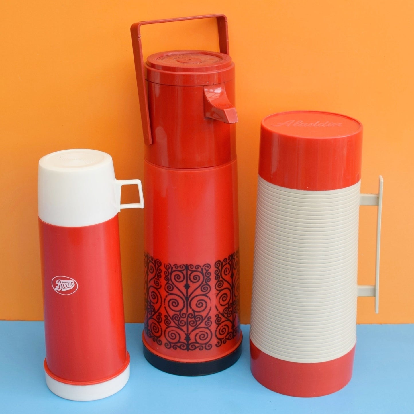 Vintage 1970s Plastic Thermos Flasks - Various