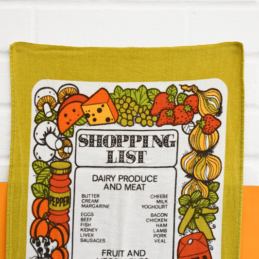 Vintage 1970s Tea Towel - Shopping List by Vintage