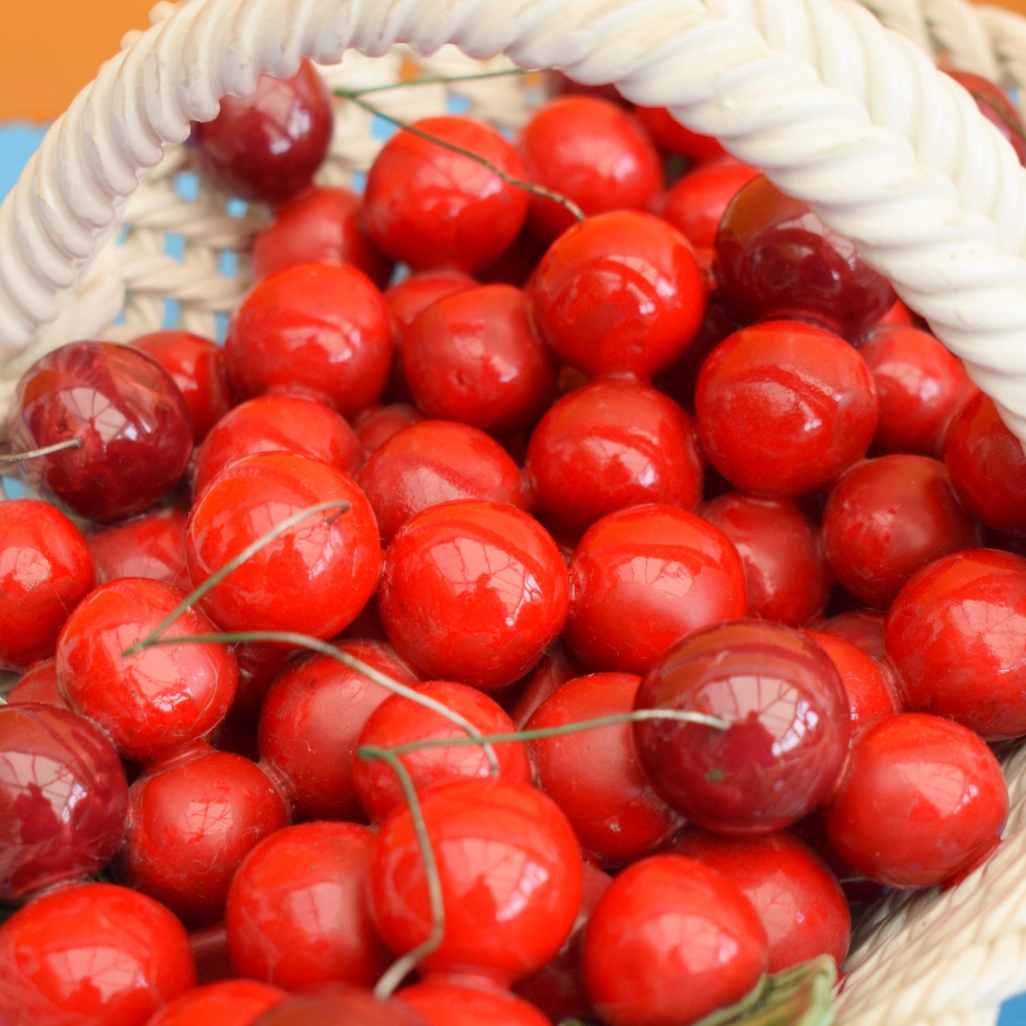 Vintage 1960s China Basket Of Fruit / Cherries - Bassano