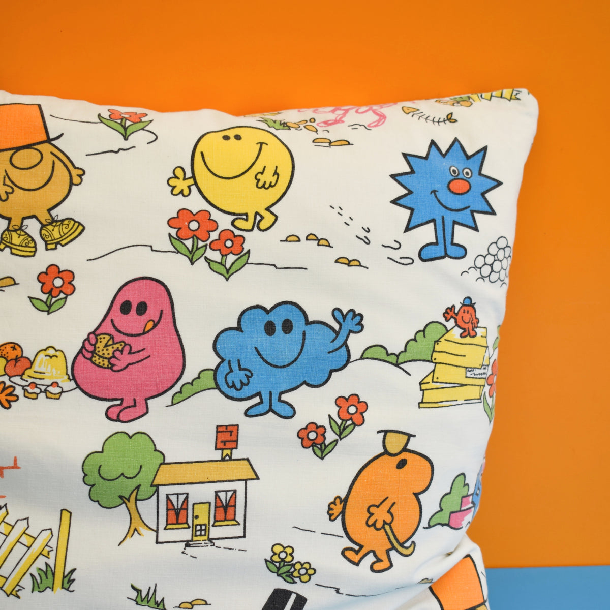 Vintage 1970s Mr Men Fabric Cushion & Pad by Pineapple Retro