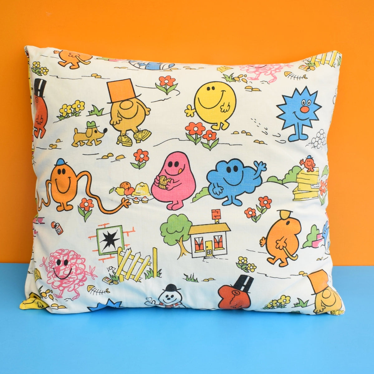 Vintage 1970s Mr Men Fabric Cushion & Pad by Pineapple Retro