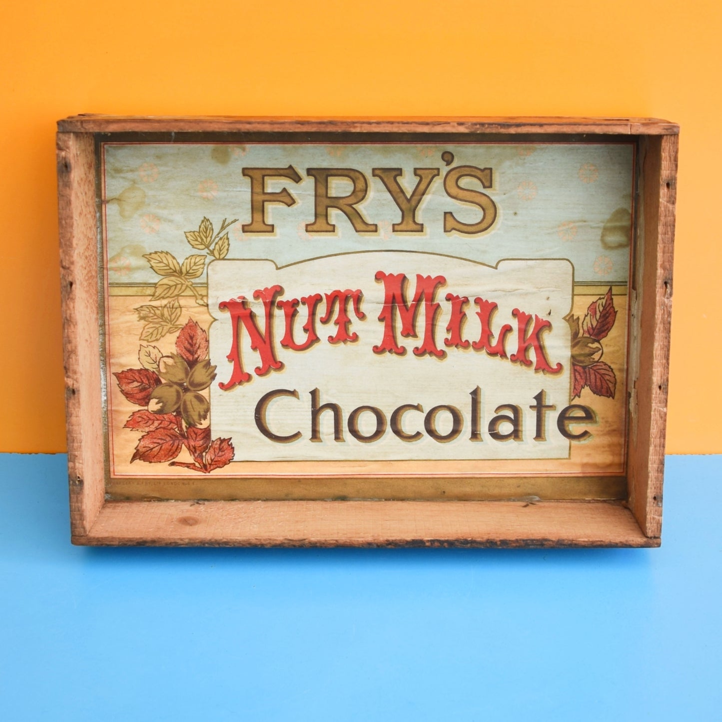 Vintage 1950s Wooden Crate/ Box / Shelf- Frys Nut Milk Chocolate