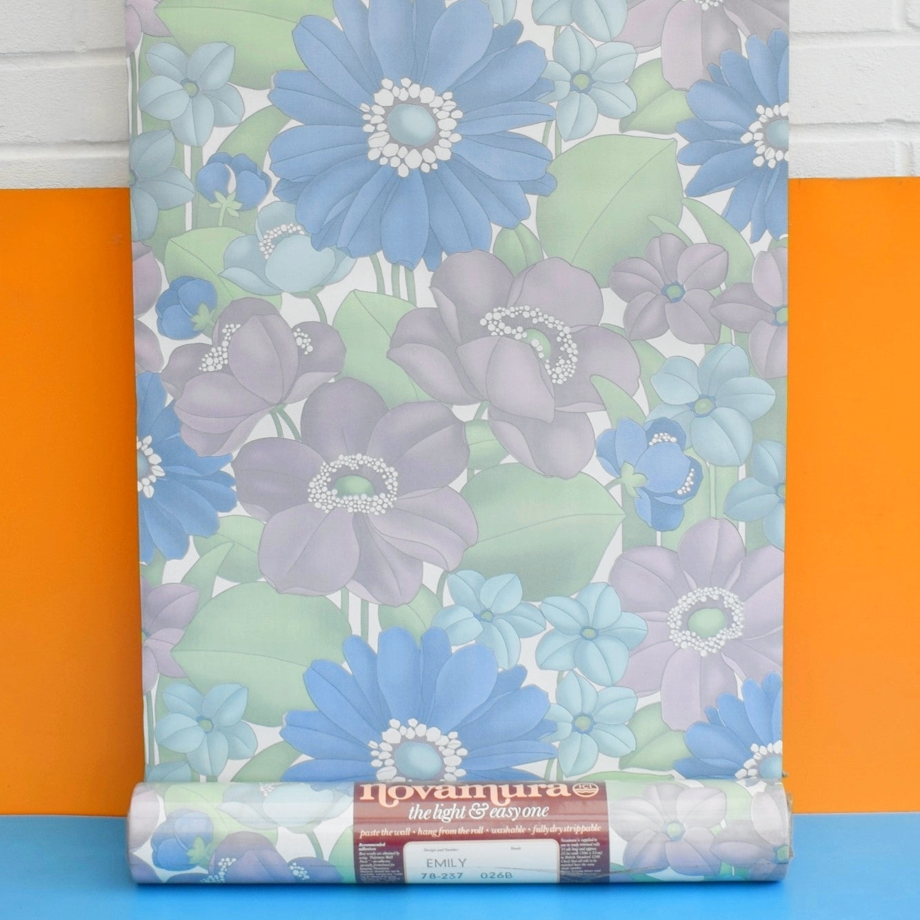 Vintage 1960s Novamura Wallpaper - Multiples Available - Blue/ Lilac by Pineapple Retro