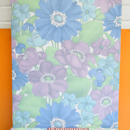 Vintage 1960s Novamura Wallpaper - Multiples Available - Blue/ Lilac by Pineapple Retro