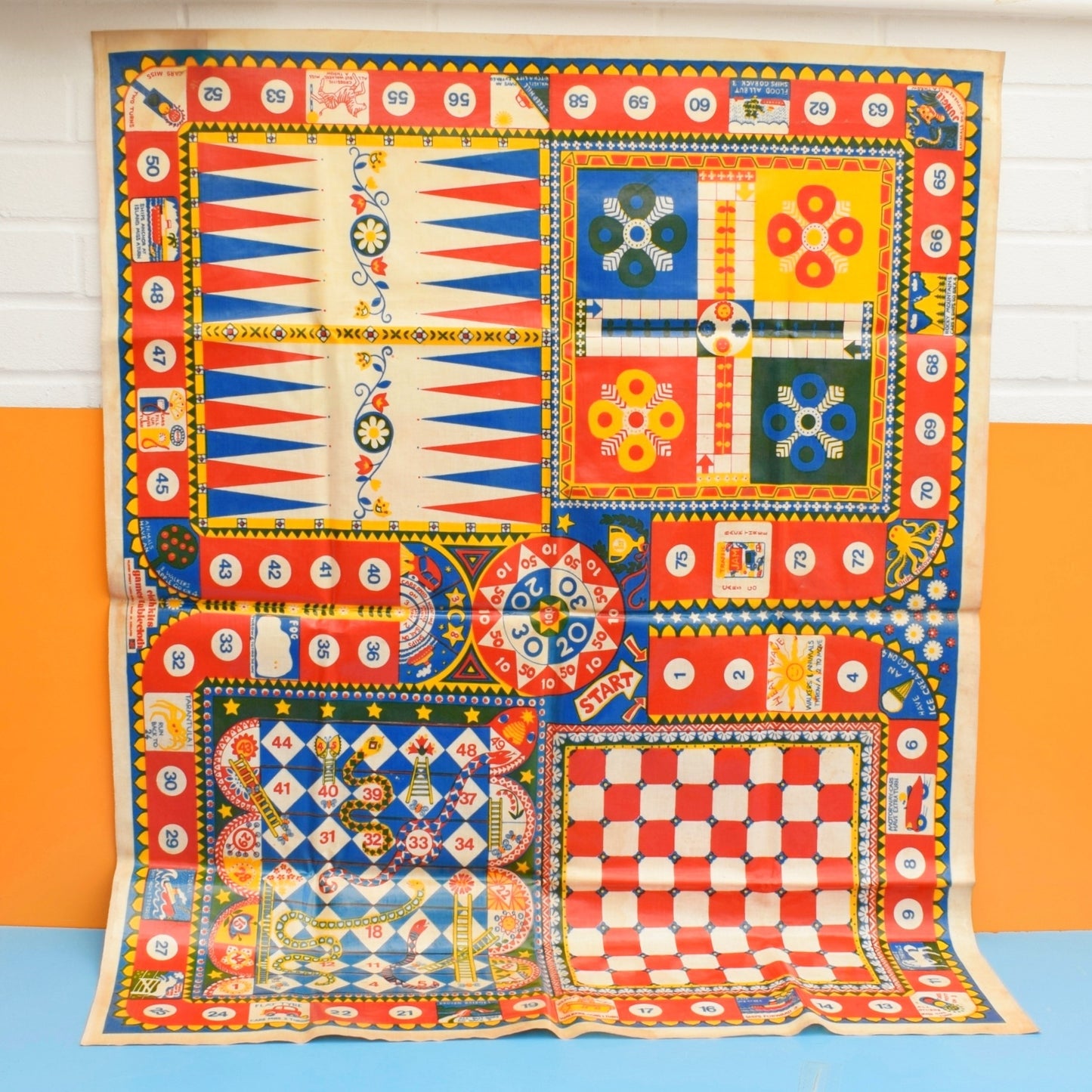 Vintage 1970s Clothkits Games Table Cloth - Games & Vinyl Mat .