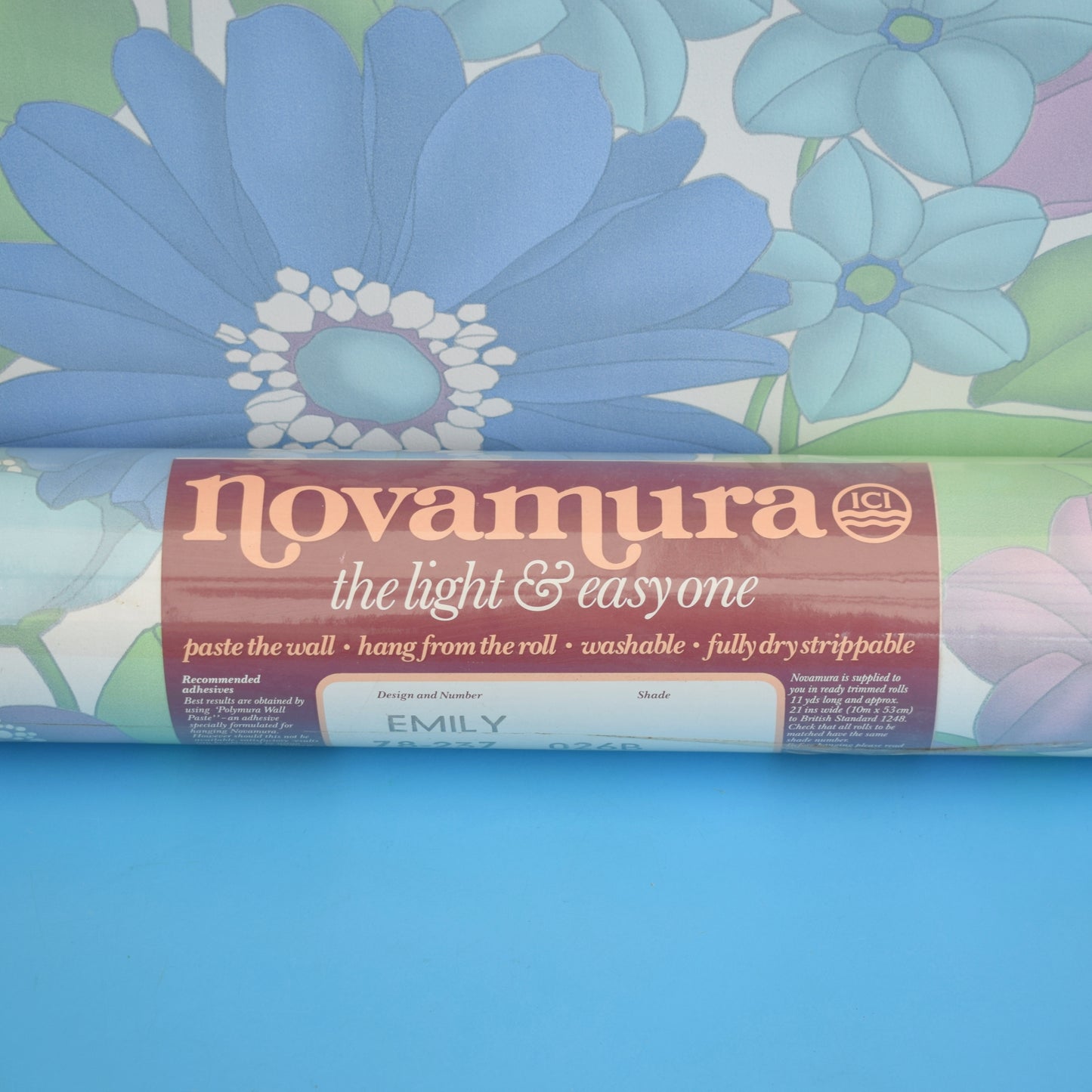 Vintage 1960s Novamura Wallpaper - Multiples Available - Blue/ Lilac by Pineapple Retro