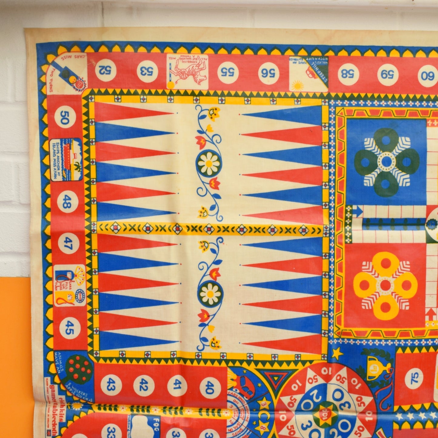 Vintage 1970s Clothkits Games Table Cloth - Games & Vinyl Mat .