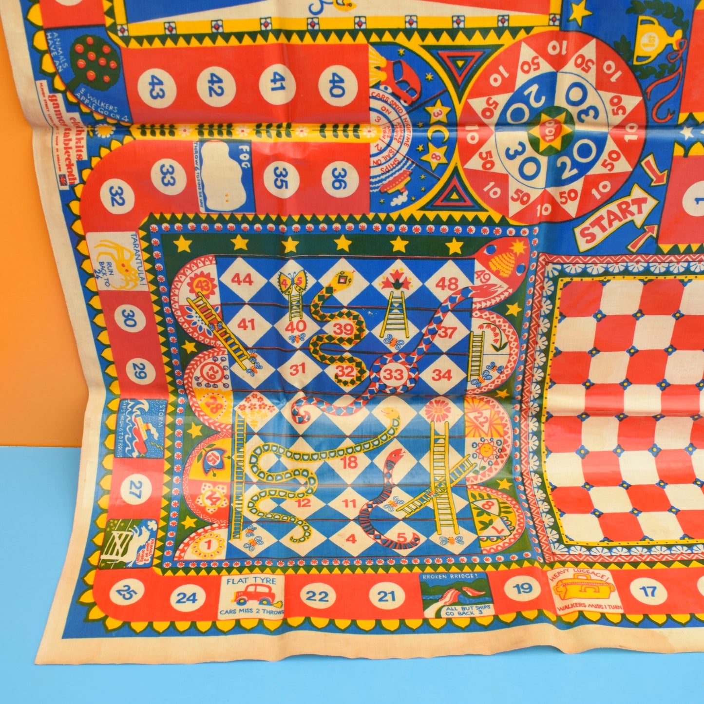 Vintage 1970s Clothkits Games Table Cloth - Games & Vinyl Mat .