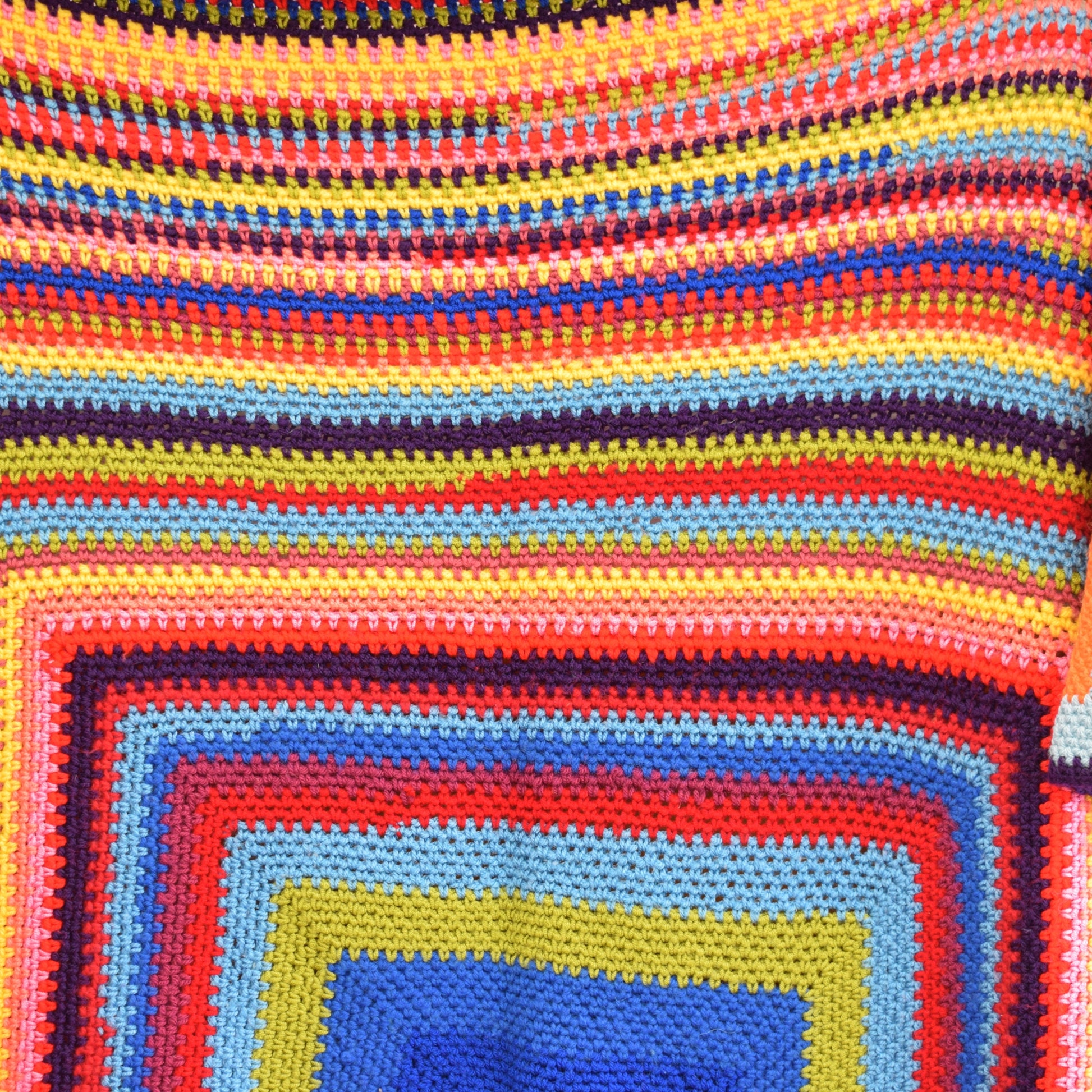 Vintage Knitted Blanket / Throw - Vibrant Colours by Vintage