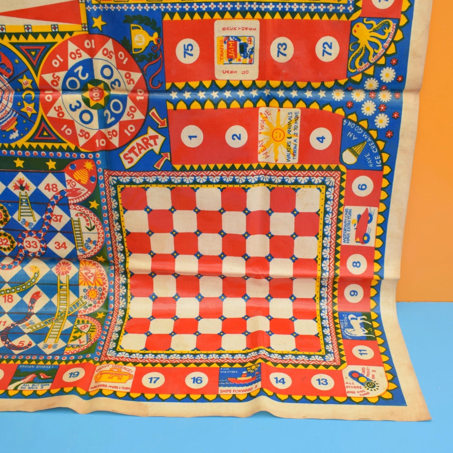 Vintage 1970s Clothkits Games Table Cloth - Games & Vinyl Mat .