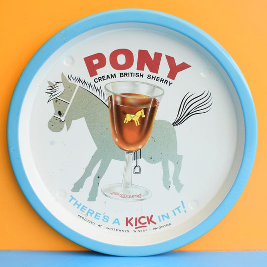 Vintage 1960s Kitsch Pony Drinks Tray - Tin