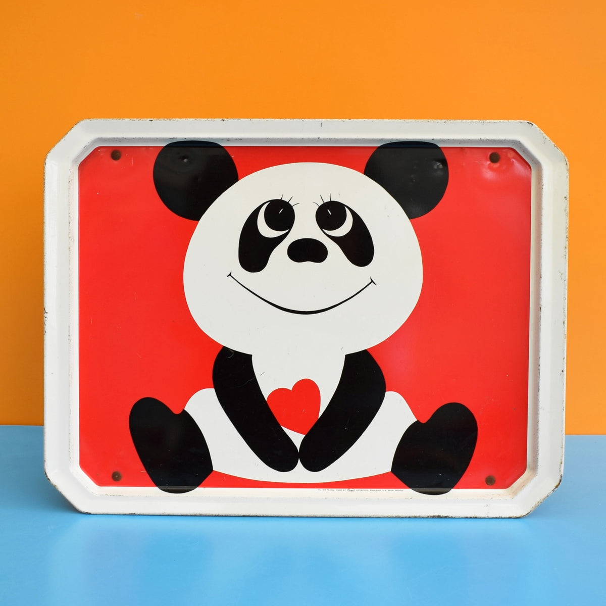 Vintage 1960s Folding Metal Low Table - Panda - Red by Vintage