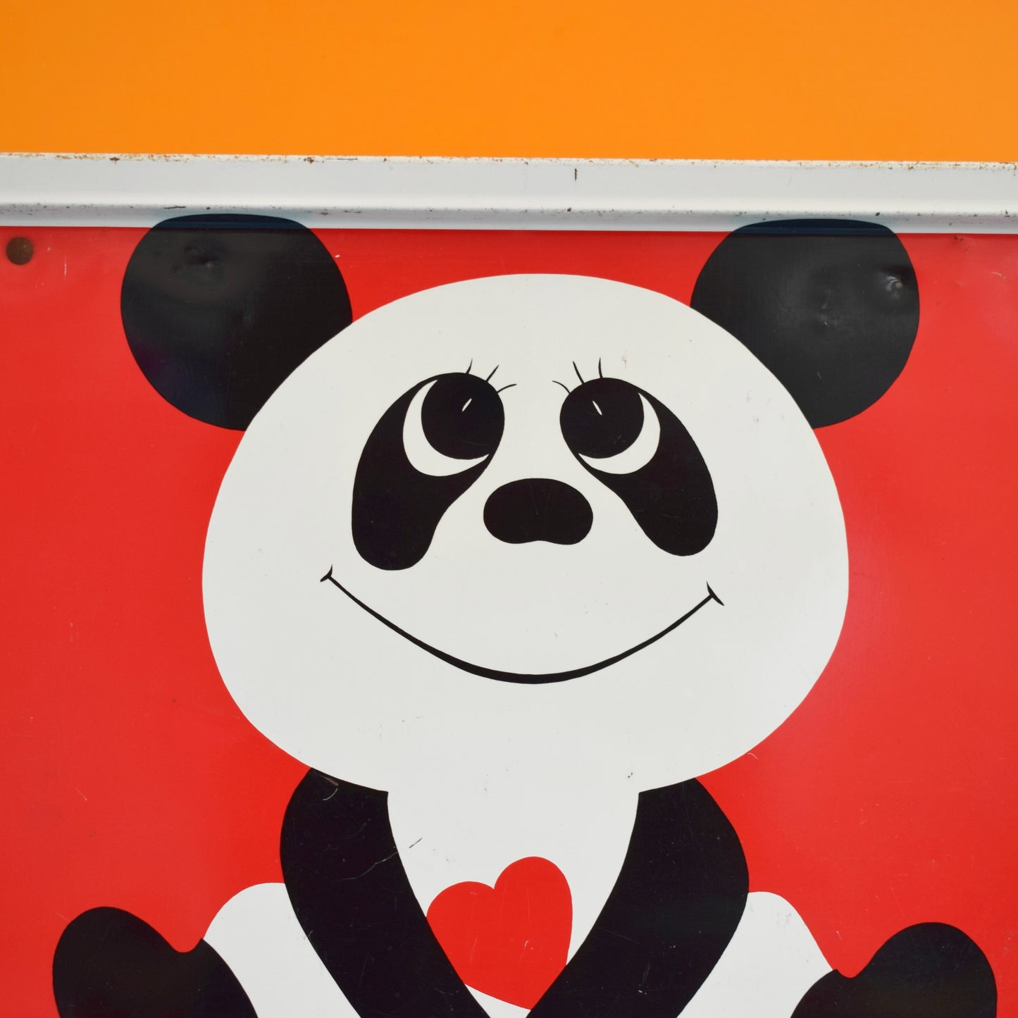 Vintage 1960s Folding Metal Low Table - Panda - Red by Vintage