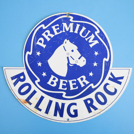 Vintage 1990s Metal Bar Sign- Rolling Rock Beer