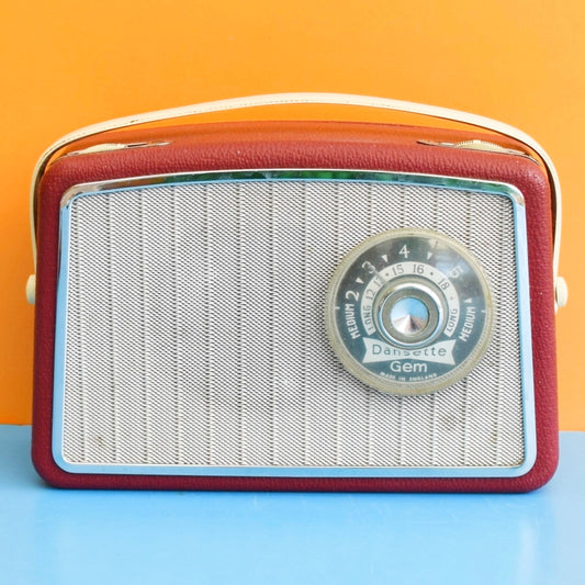 Vintage 1960s Dansette Gem Radio - Red & Cream