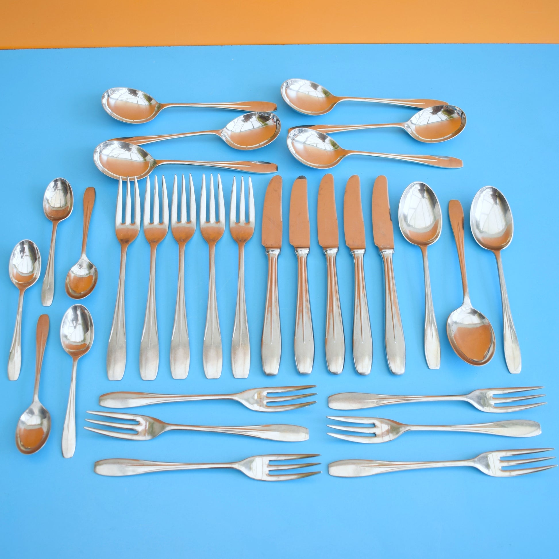 Vintage 1960s Stainless Steel Cutlery Set - C B & S England by Vintage