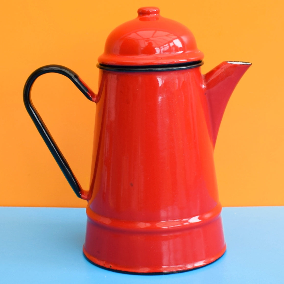 Vintage 1960s Enamel Coffee Pot - Polish - Red by Vintage