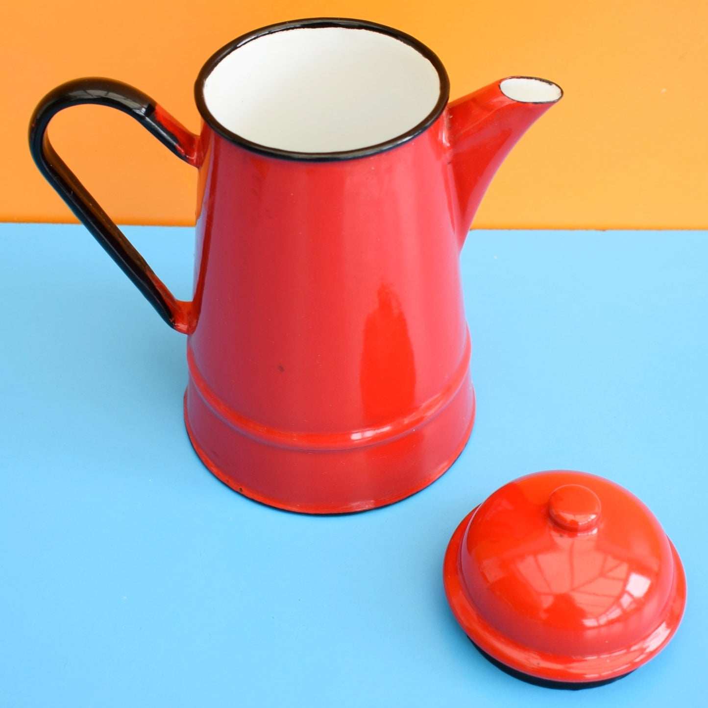 Vintage 1960s Enamel Coffee Pot - Polish - Red by Vintage