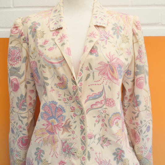 Vintage 1970s Clothkits Jacket - Pink On Cream -14