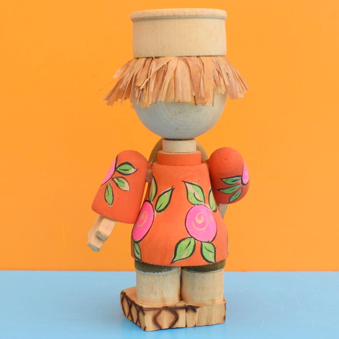 Vintage 1970s Wooden Russian Painted Figures .