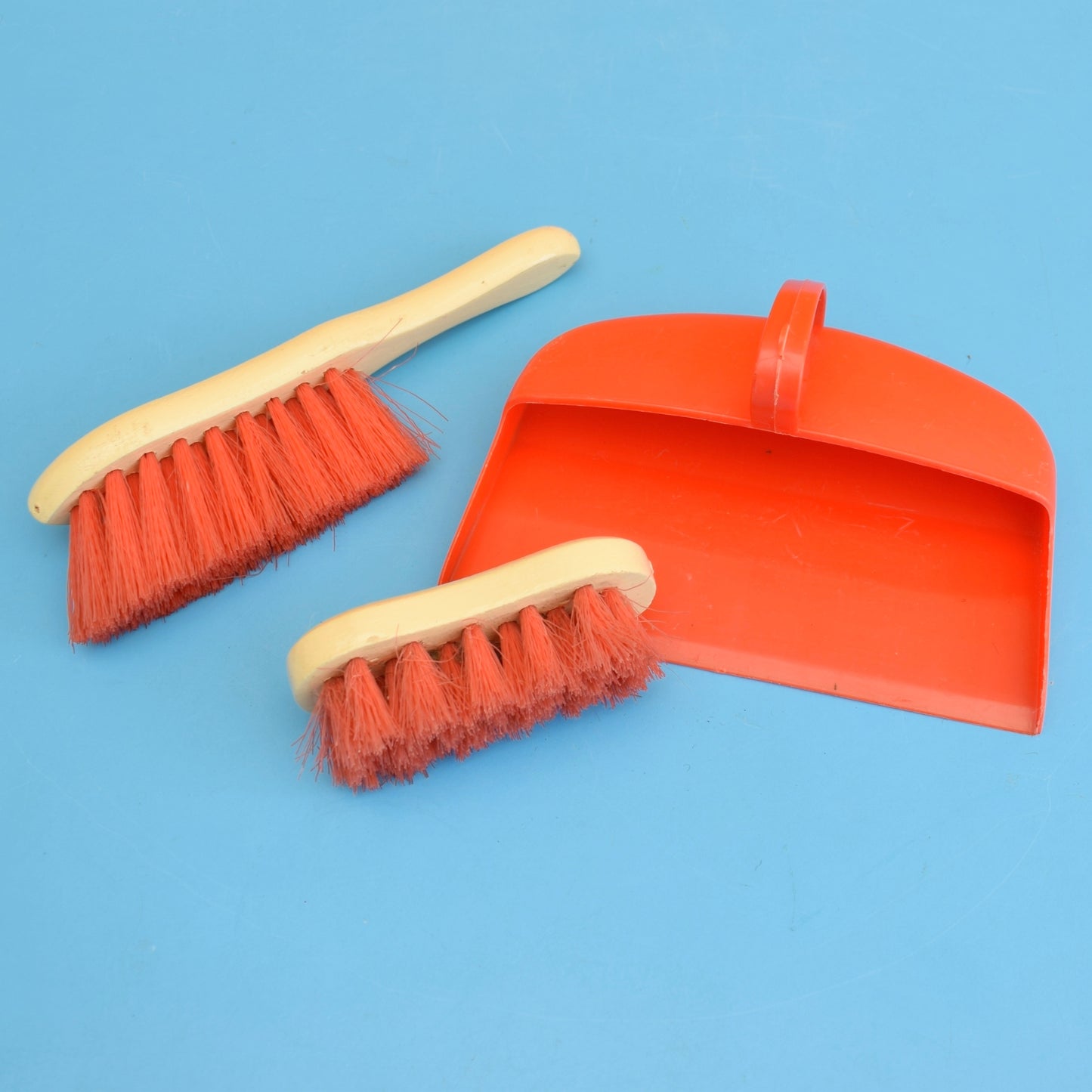 Vintage 1970s Kids Cleaning Set - Dustpan & Brushes