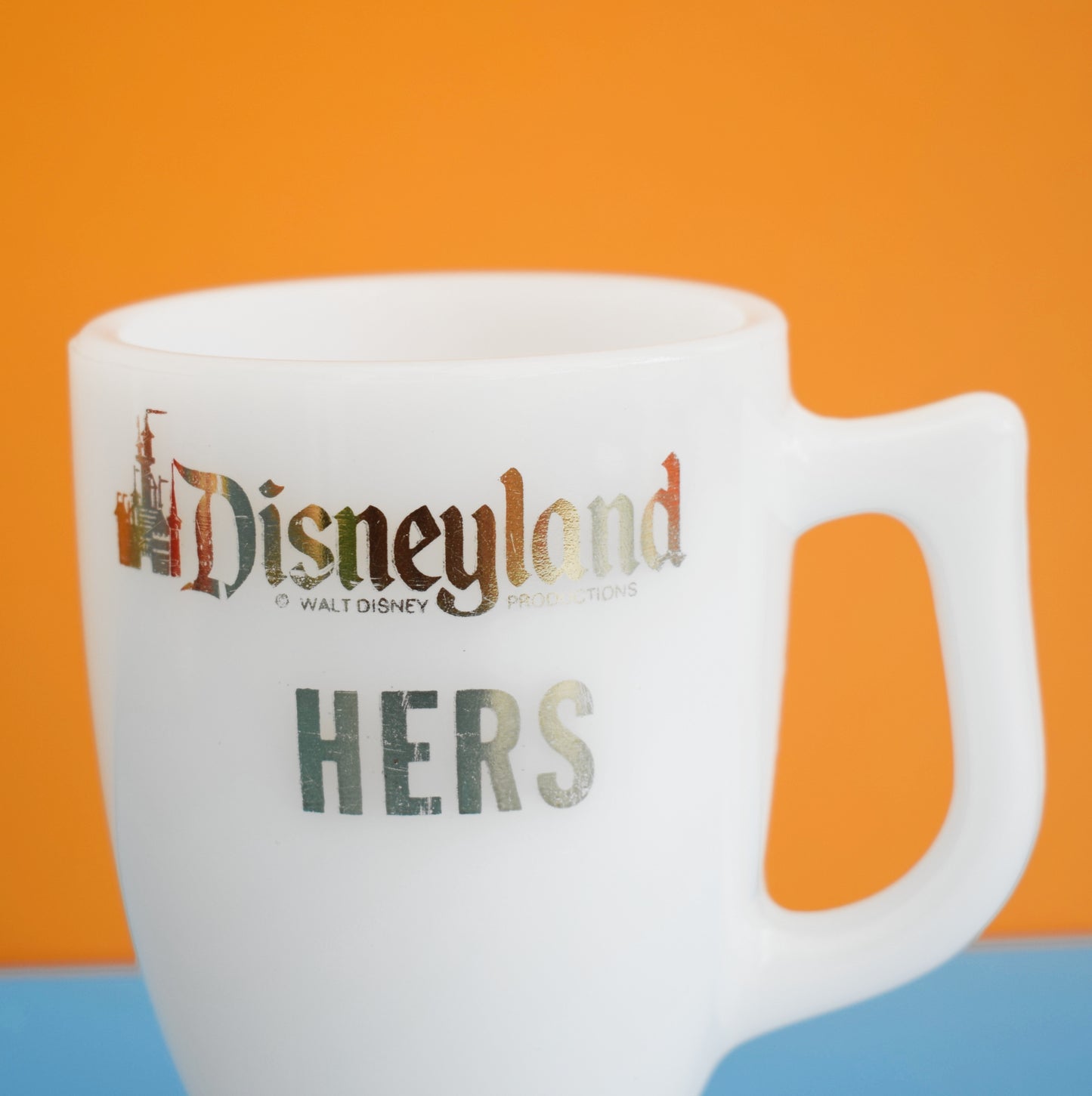 Vintage 1960s Footed Mug - Disneyland - Hers - Milk Glass by Pineapple Retro