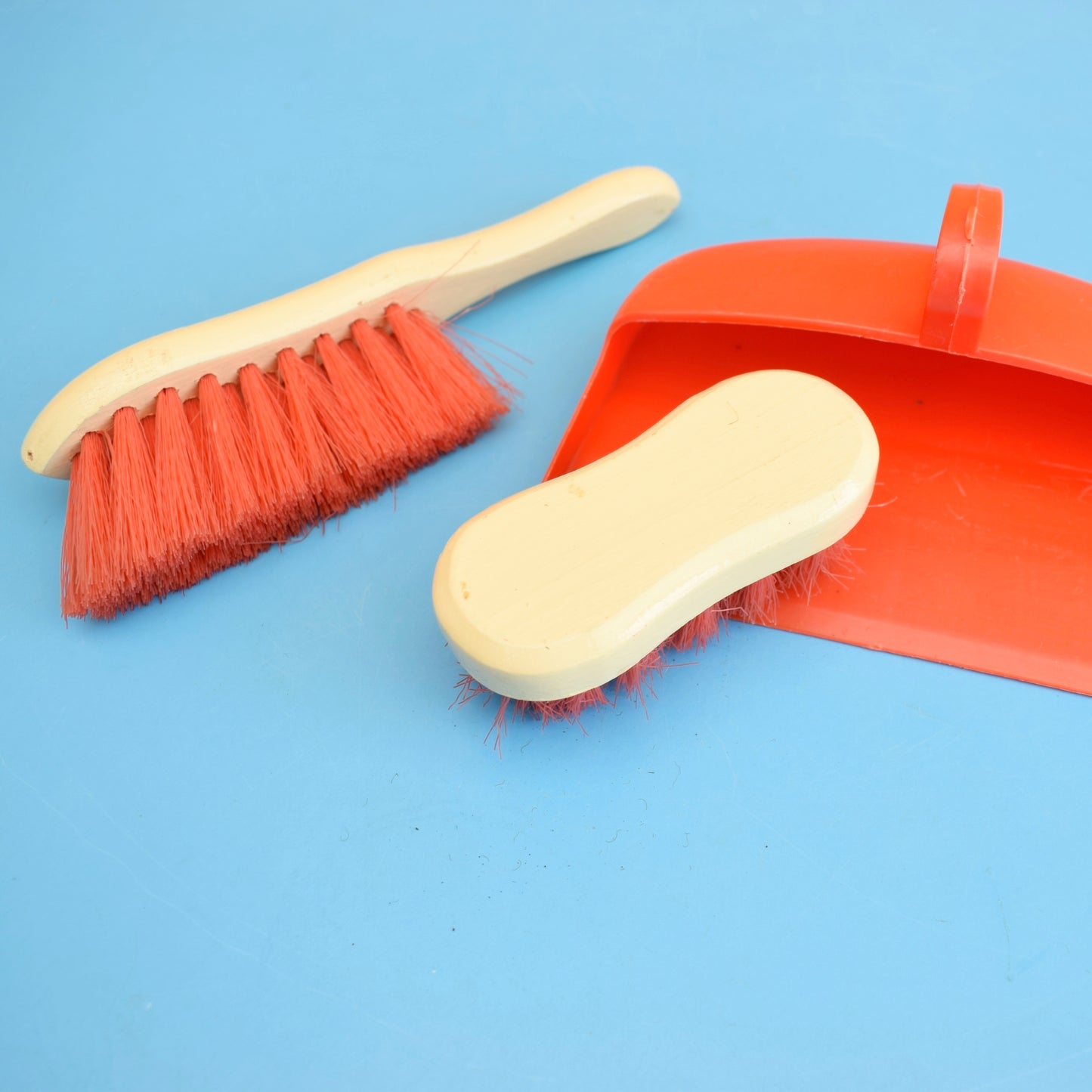 Vintage 1970s Kids Cleaning Set - Dustpan & Brushes