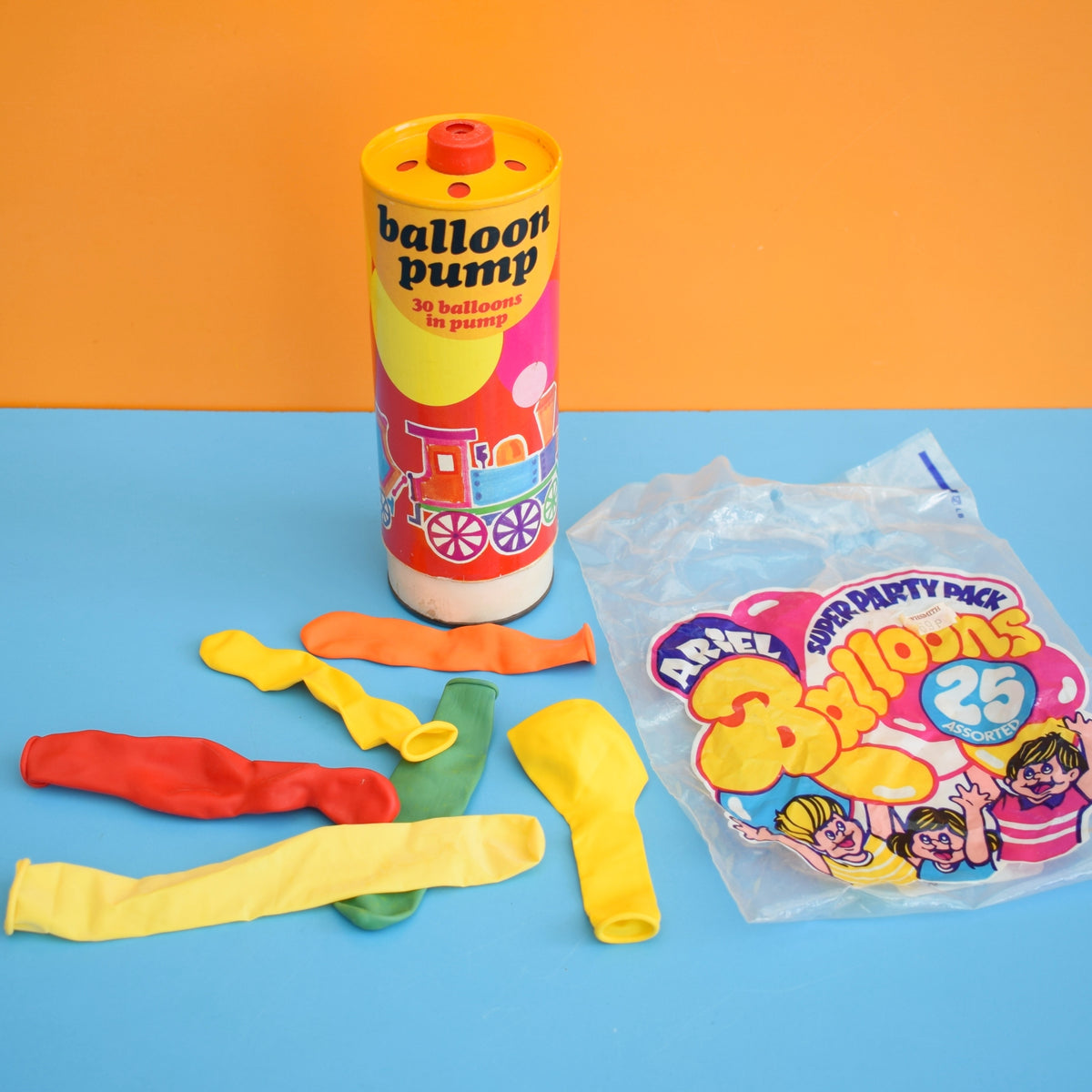Vintage 1970s Balloon Pumps - Great Graphics / Balloons by Pineapple Retro