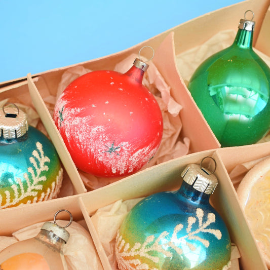 Vintage 1970s Glass Christmas Baubles - x12