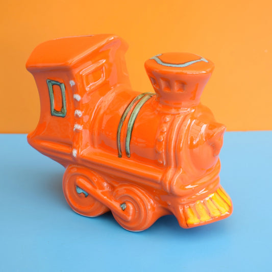 Vintage 1960s Italian Train Money Box - Bertoncello Ceramiche D’Arte - Orange by Pineapple Retro