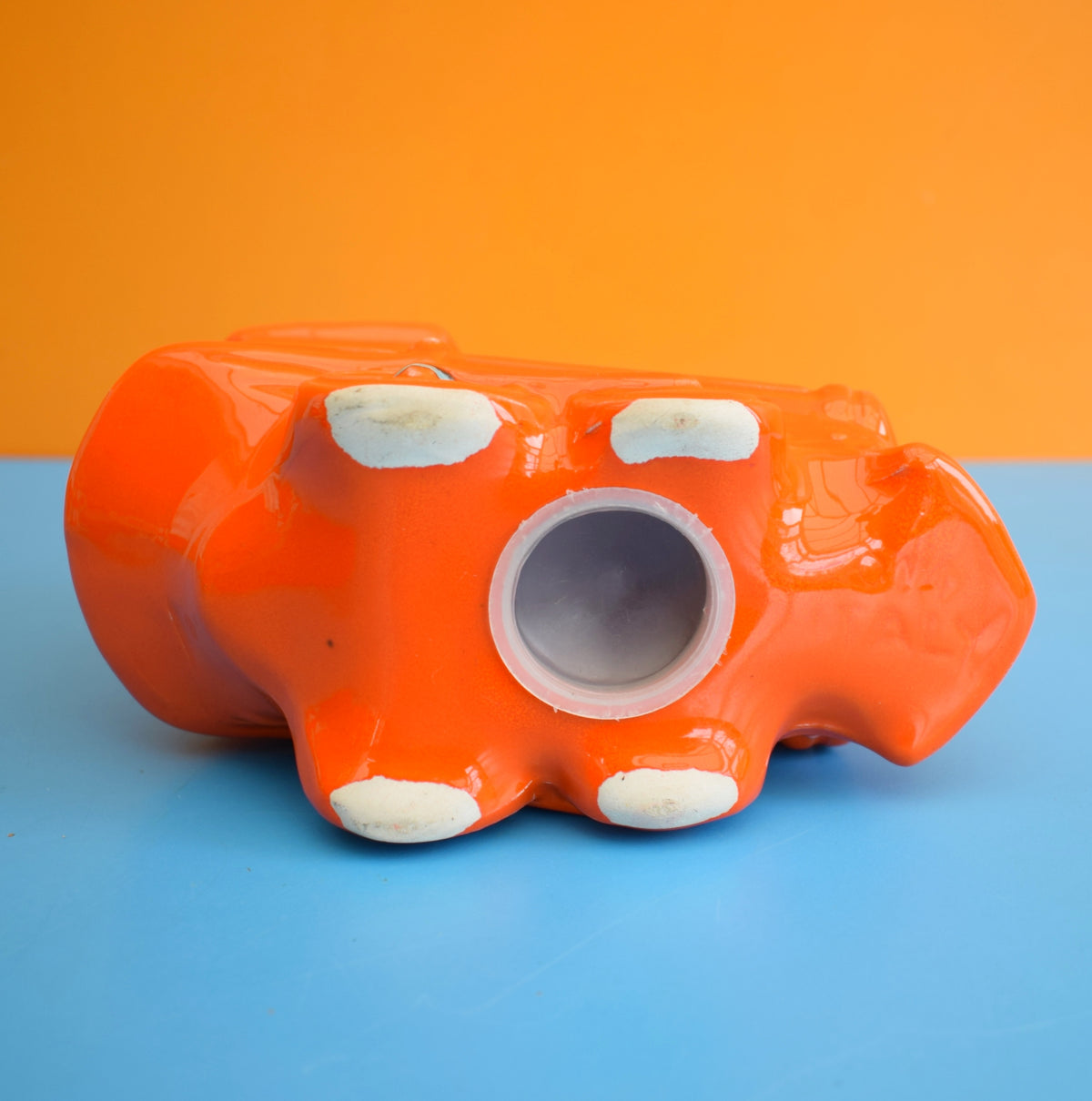 Vintage 1960s Italian Train Money Box - Bertoncello Ceramiche D’Arte - Orange by Pineapple Retro