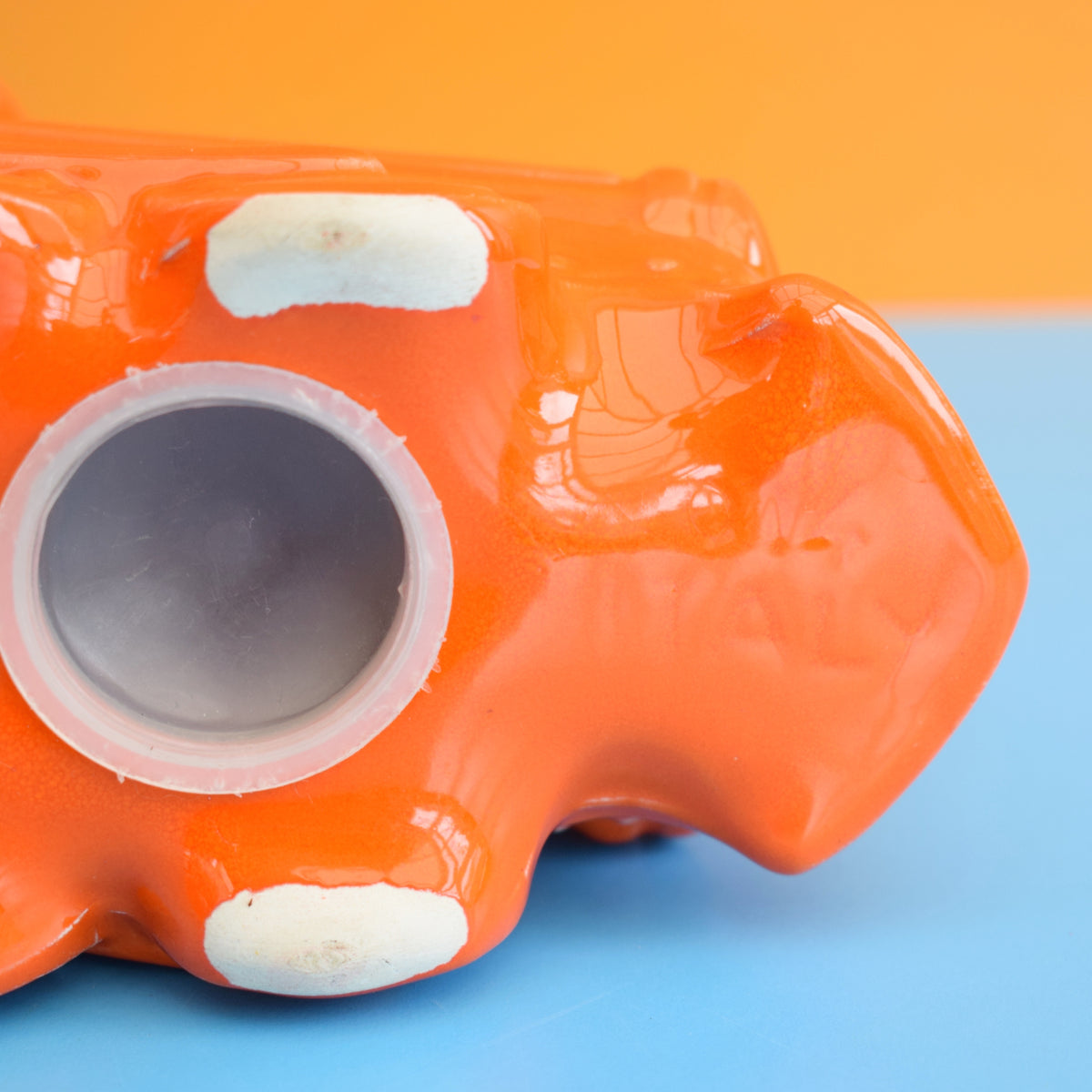 Vintage 1960s Italian Train Money Box - Bertoncello Ceramiche D’Arte - Orange by Pineapple Retro