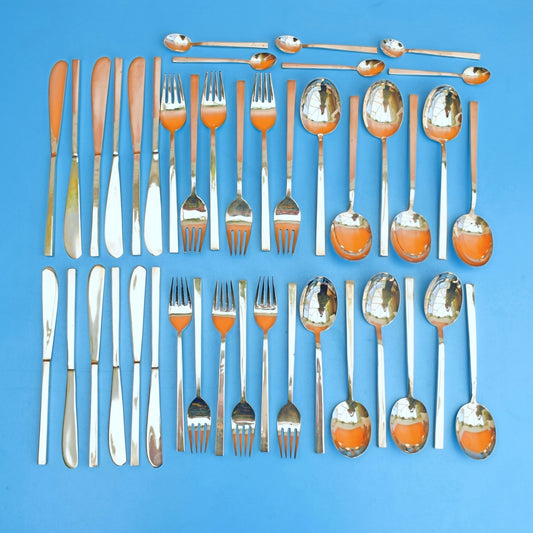 Vintage 1970s Thai Gold Tone Cutlery Set