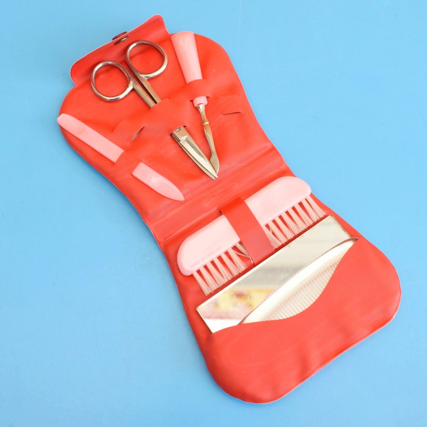 Vintage 1960s Vinyl Vanity Set - Nails Etc - Flower Power