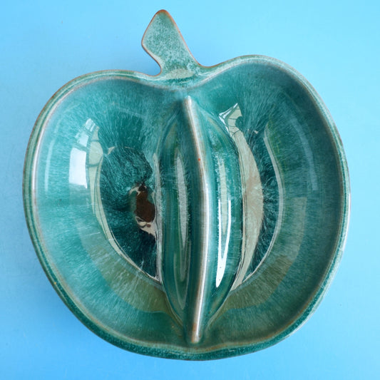 Vintage 1960s Apple Shaped Dish - Canadian Blue Mountain - Teal Glaze by Pineapple Retro
