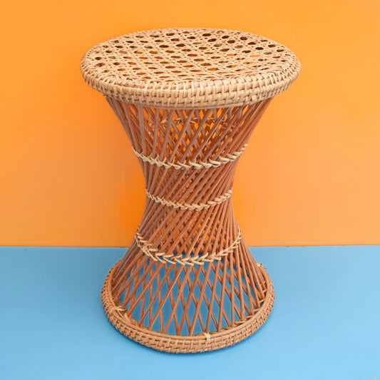 Vintage 1970s Wicker / Bamboo Stool/Planter